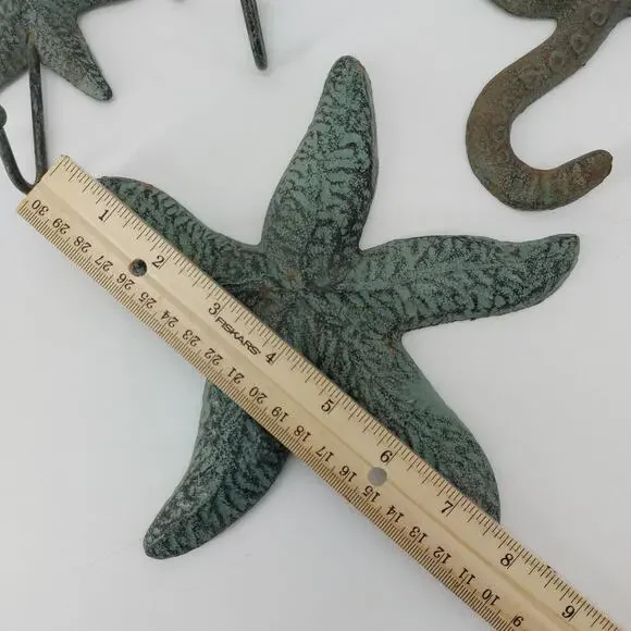 Bath Metal Coastal Mermaid Starfish Green Distressed 7 pcs - Picture 3 of 16